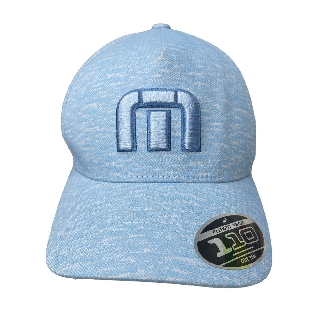 Travis Mathew Hat FlexFit 110 Snapback Heathered Blue Embroidered Logo Golf Hat